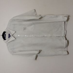 Alan flusser men's casual button down shirt short sleeves 100% linen size L